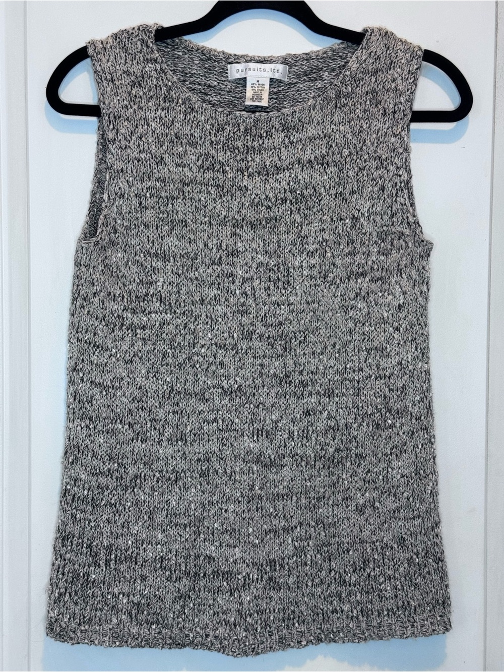 Pursuits Ltd. Gray Marled Sleeveless Crewneck Sweater